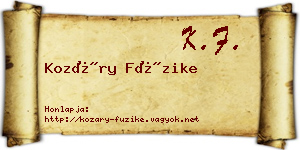 Kozáry Füzike névjegykártya
